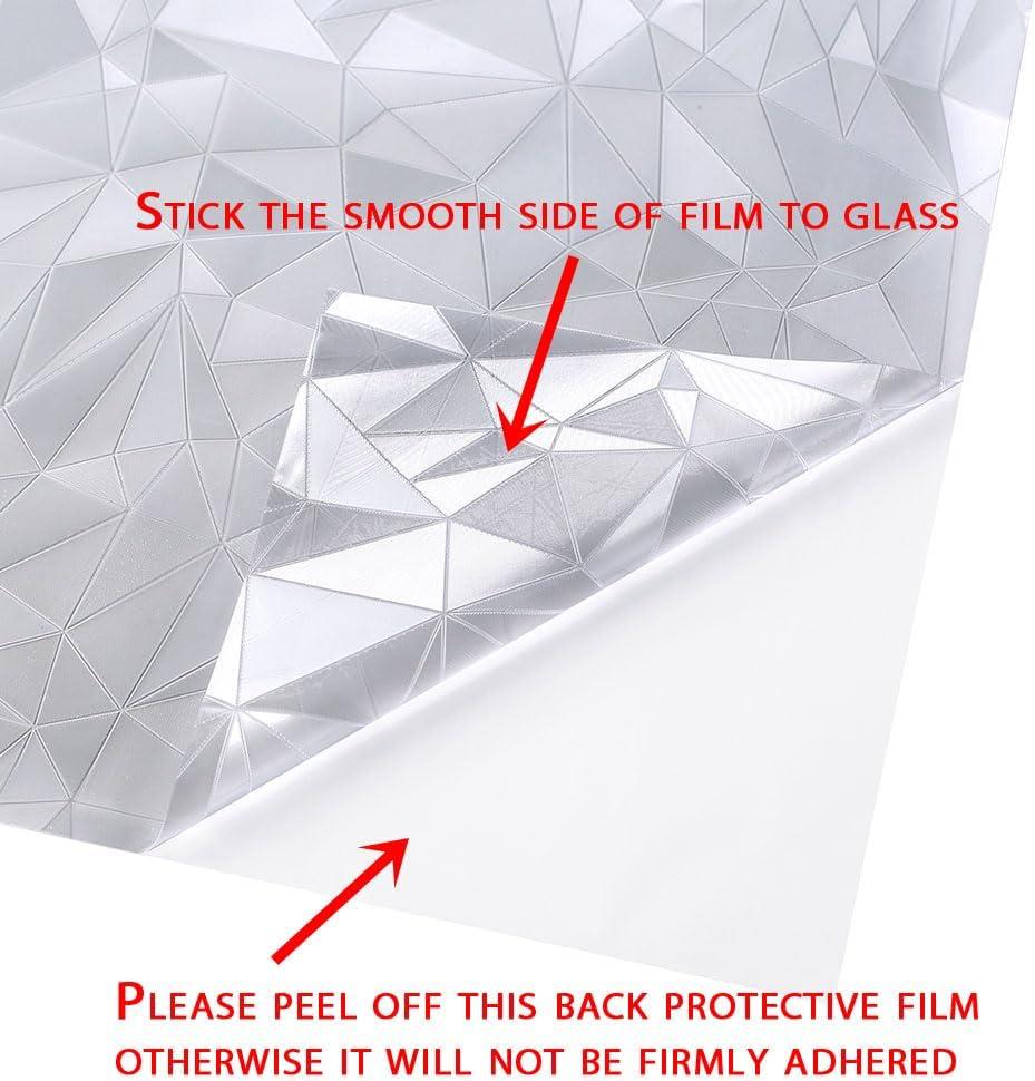imageVSUDO 1 Roll 177quot by 787quot Static Cling Window Film for Privacy Diamond Pattern Window Tint for Home Window Glass Sticker for Office 968 Sq Ft TotalDiamond