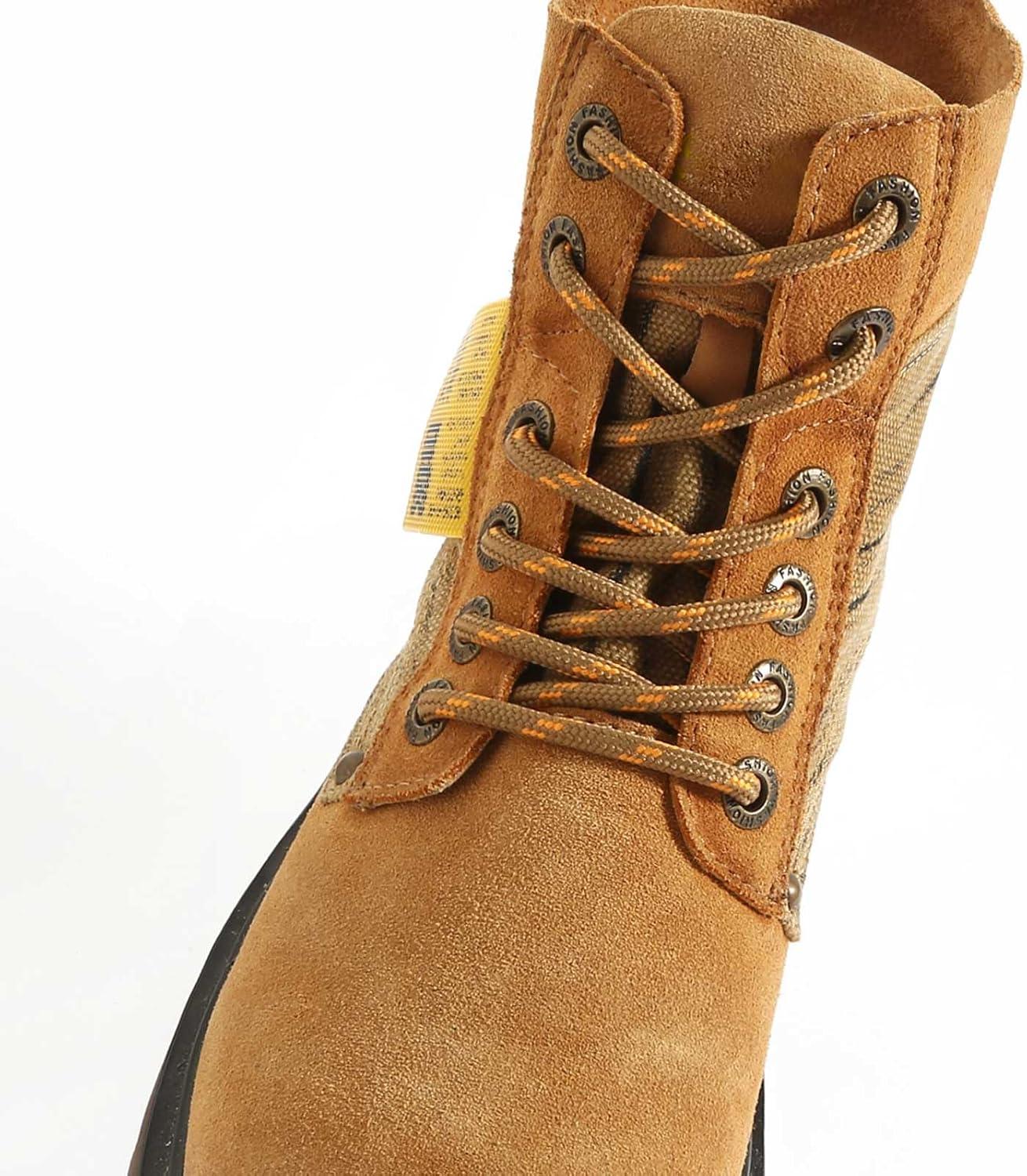imageVSUDO Round Shoe Laces for Hiking Boots 532 Inch Shoestrings for Outdoor Work Shoes Thick Climbing Shoelaces for Boots01 Light Brown With Yellow Dot
