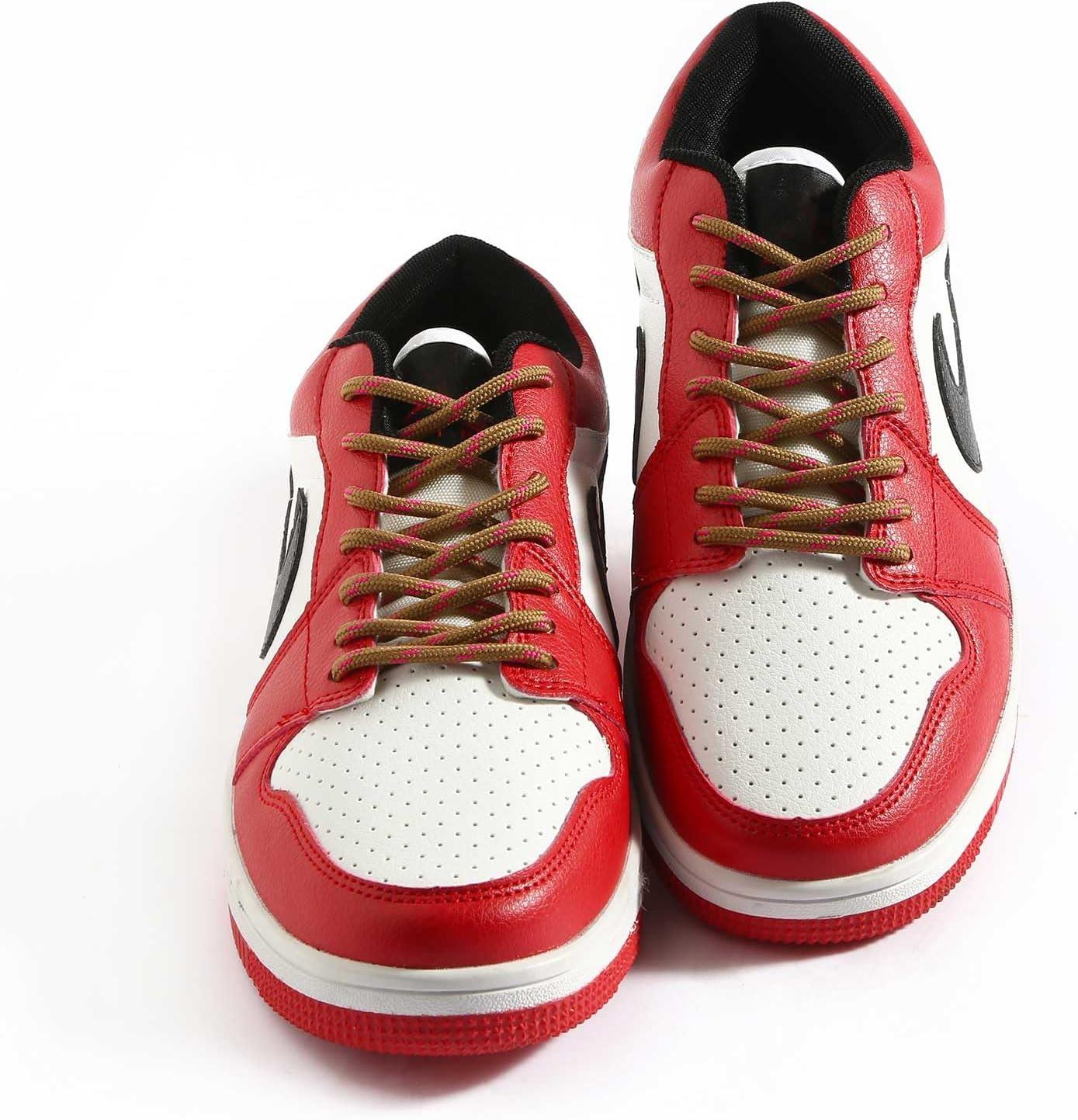 imageVSUDO Round Shoe Laces for Hiking Boots 532 Inch Shoestrings for Outdoor Work Shoes Thick Climbing Shoelaces for Boots03 Light Brown With Rose Red Dot