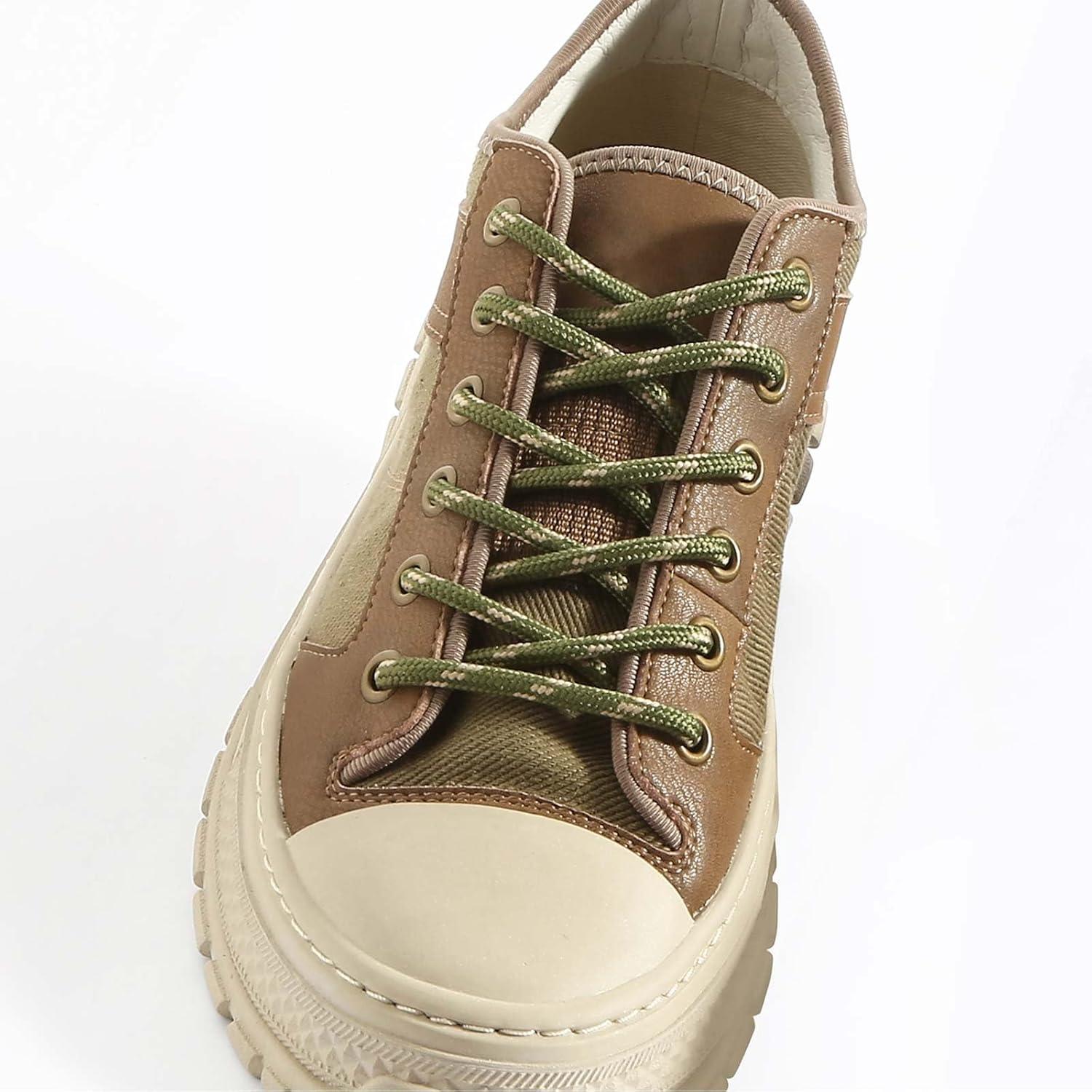 imageVSUDO Round Shoe Laces for Hiking Boots 532 Inch Shoestrings for Outdoor Work Shoes Thick Climbing Shoelaces for Boots09 Army Green With Khaki Dot