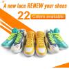 imageVSUDO Double Layer Shoe Laces for Sneakers516quot Flat Shoelaces Compatible with Converse Vans and Air Force  2 Pairs16 Golden Yellow