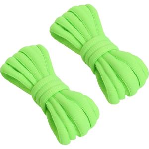 imageVSUDO 2 Pairs Oval Shoe Laces for Sneakers Basketball Baseball Shoelace Athletic Sport Trainers ShoestringsNeon Green