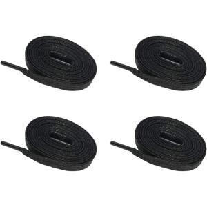 imageVSUDO 2 Pairs Waxed Flat Shoe Laces 14 Wide Flat Cotton Shoelaces for Sneakers or Boots Medium Width01 Black