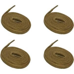 imageVSUDO 2 Pairs Waxed Flat Shoe Laces 14 Wide Flat Cotton Shoelaces for Sneakers or Boots Medium Width02 Light Brown