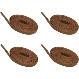 imageVSUDO 2 Pairs Waxed Flat Shoe Laces 14 Wide Flat Cotton Shoelaces for Sneakers or Boots Medium Width03 Brown