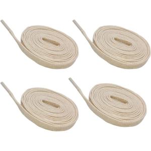 imageVSUDO 2 Pairs Waxed Flat Shoe Laces 14 Wide Flat Cotton Shoelaces for Sneakers or Boots Medium Width06 Beige