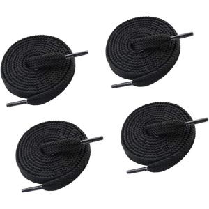 imageVSUDO Double Layer Shoe Laces for Sneakers516quot Flat Shoelaces Compatible with Converse Vans and Air Force  2 Pairs02 Black