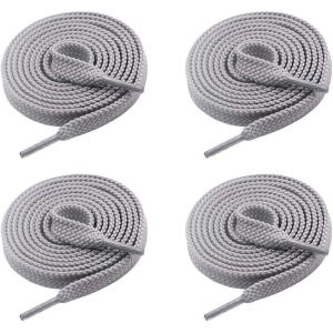 imageVSUDO Double Layer Shoe Laces for Sneakers516quot Flat Shoelaces Compatible with Converse Vans and Air Force  2 Pairs03 Light Gray