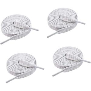 imageVSUDO Double Layer Shoe Laces for Sneakers516quot Flat Shoelaces Compatible with Converse Vans and Air Force  2 Pairs04 White Gray