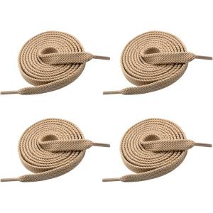 imageVSUDO Double Layer Shoe Laces for Sneakers516quot Flat Shoelaces Compatible with Converse Vans and Air Force  2 Pairs08 Tan