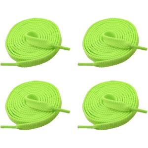 imageVSUDO Double Layer Shoe Laces for Sneakers516quot Flat Shoelaces Compatible with Converse Vans and Air Force  2 Pairs17 Neon Green