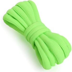 imageVSUDO Oval Shoe Laces for Sneakers Basketball Shoelaces Running Sport Shoestrings or Athletic Shoe StringsNeon Green