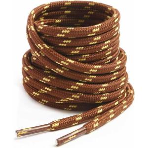 imageVSUDO Round Shoe Laces for Hiking Boots 532 Inch Shoestrings for Outdoor Work Shoes Thick Climbing Shoelaces for Boots04 Red Brown With Yellow Dot