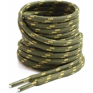 imageVSUDO Round Shoe Laces for Hiking Boots 532 Inch Shoestrings for Outdoor Work Shoes Thick Climbing Shoelaces for Boots07 Army Green With Yellow Dot