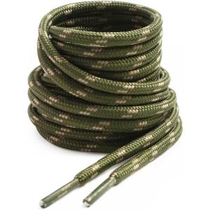imageVSUDO Round Shoe Laces for Hiking Boots 532 Inch Shoestrings for Outdoor Work Shoes Thick Climbing Shoelaces for Boots09 Army Green With Khaki Dot