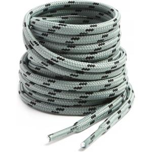 imageVSUDO Round Shoe Laces for Hiking Boots 532 Inch Shoestrings for Outdoor Work Shoes Thick Climbing Shoelaces for Boots11 Light Gray With Black Dot
