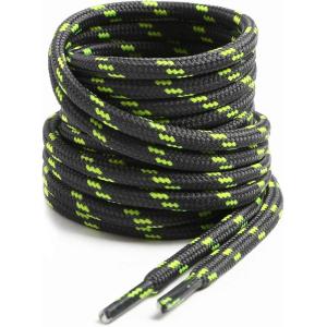 imageVSUDO Round Shoe Laces for Hiking Boots 532 Inch Shoestrings for Outdoor Work Shoes Thick Climbing Shoelaces for Boots15 Dark Gray With Green Dot