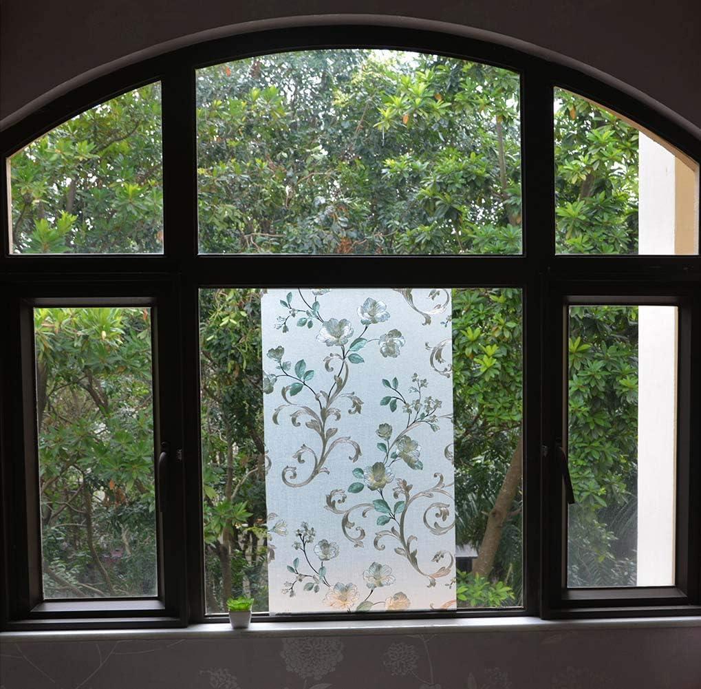 imageVSUDO 1 Roll 177quot by 787quot Privacy Window Film Camellia Flower Pattern Window Tint for Home Static Cling Window Glass Sticker 968 Sq Ft Total177 By 787