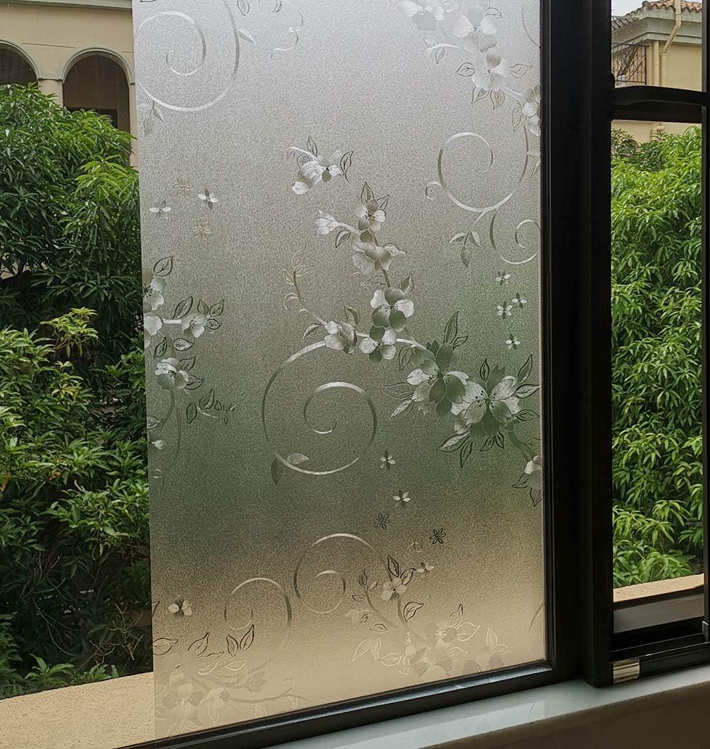 imageVSUDO 1 Roll 177quot by 787quot Privacy Window Film Frosted Vine Flower Pattern Window Tint Static Cling Window Glass Sticker for Home 968 Sq Ft Total177 By 787