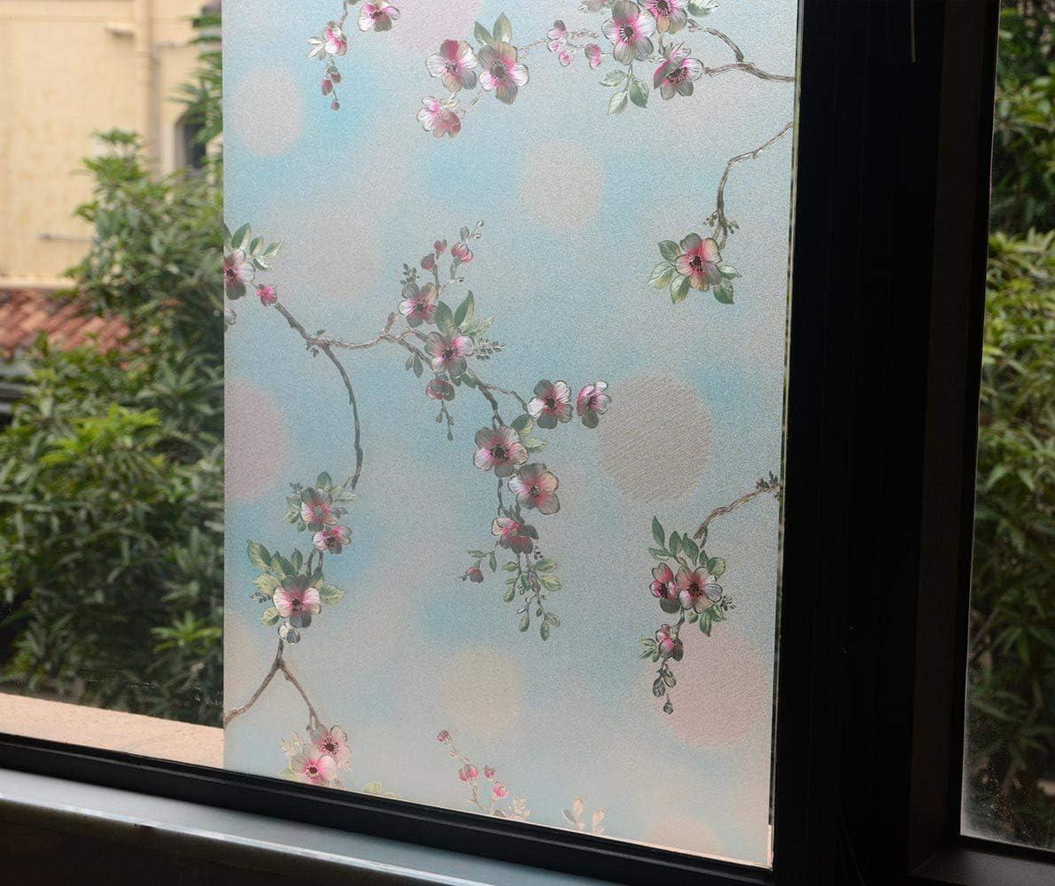 imageVSUDO 1 Roll 177quot by 787quot Window Film for Privacy Peach Blossom Pattern Window Tint for Home Window Glass Sticker for Office 968 Sq Ft Total177 By 1575