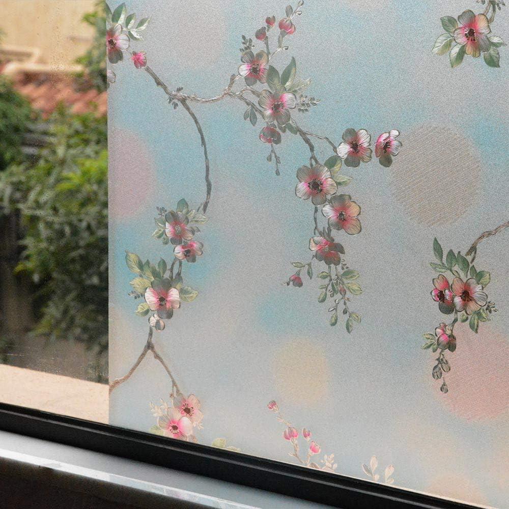 imageVSUDO 1 Roll 177quot by 787quot Window Film for Privacy Peach Blossom Pattern Window Tint for Home Window Glass Sticker for Office 968 Sq Ft Total177 By 787
