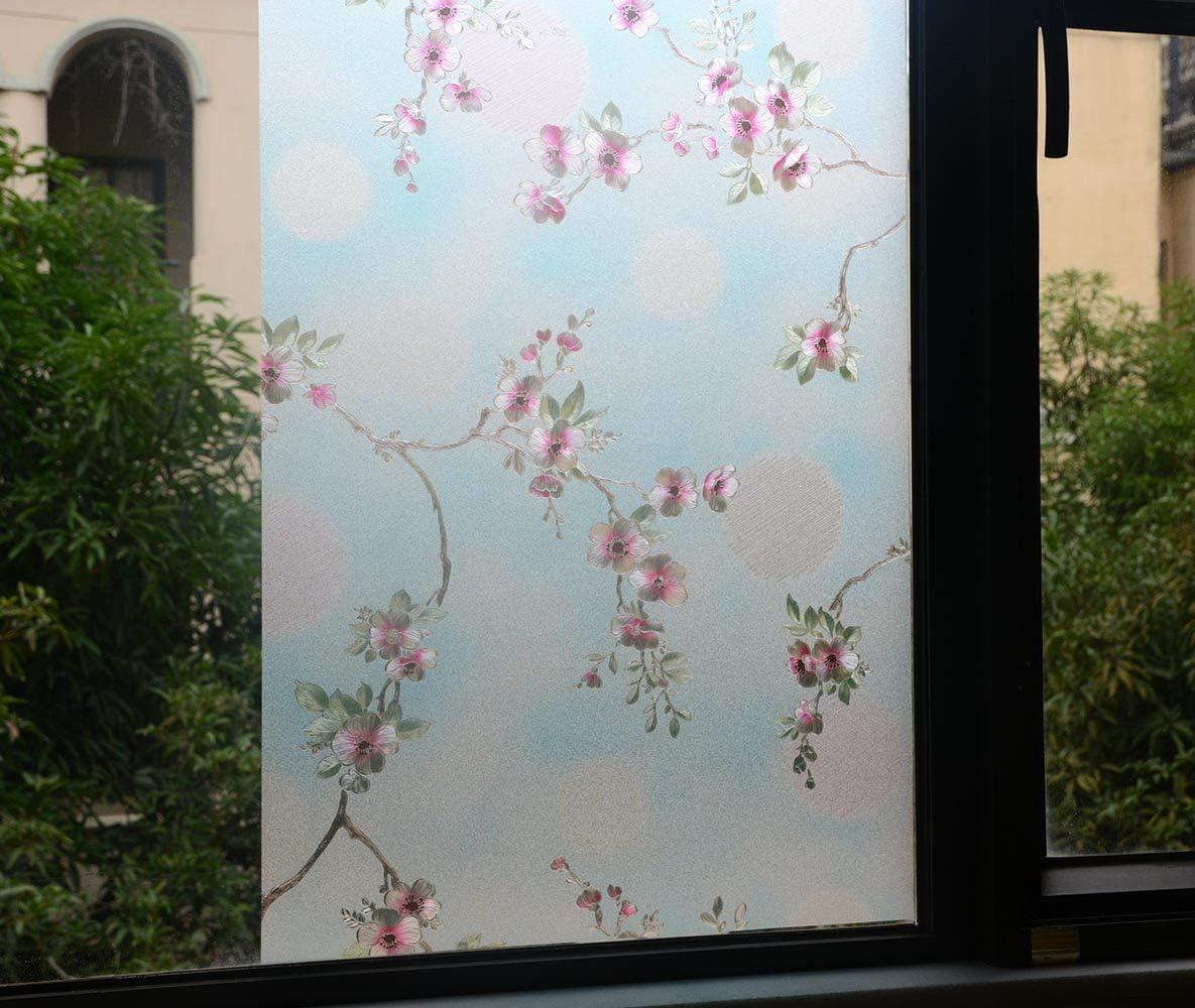 imageVSUDO 1 Roll 177quot by 787quot Window Film for Privacy Peach Blossom Pattern Window Tint for Home Window Glass Sticker for Office 968 Sq Ft Total177 By 787