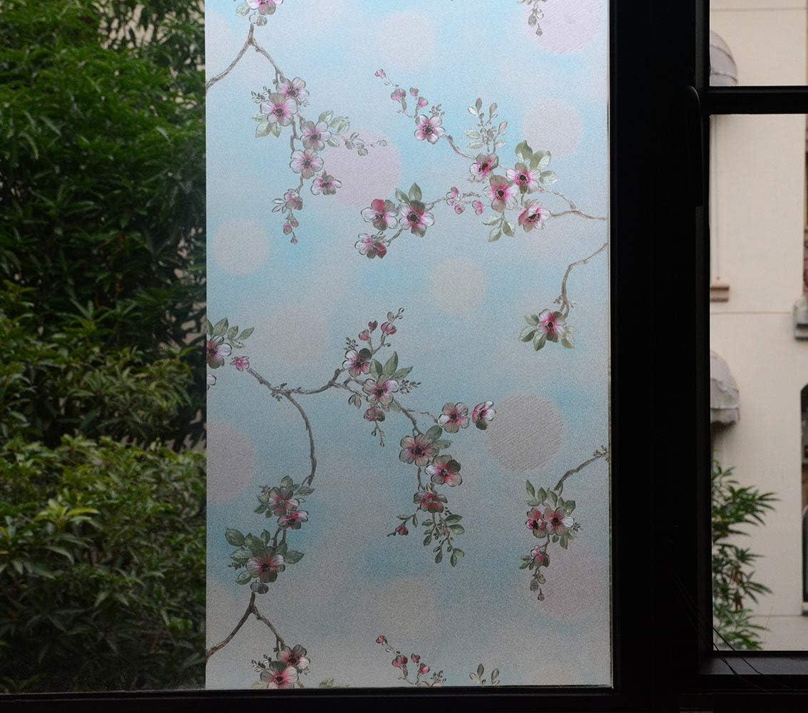 imageVSUDO 1 Roll 177quot by 787quot Window Film for Privacy Peach Blossom Pattern Window Tint for Home Window Glass Sticker for Office 968 Sq Ft Total177 By 1575