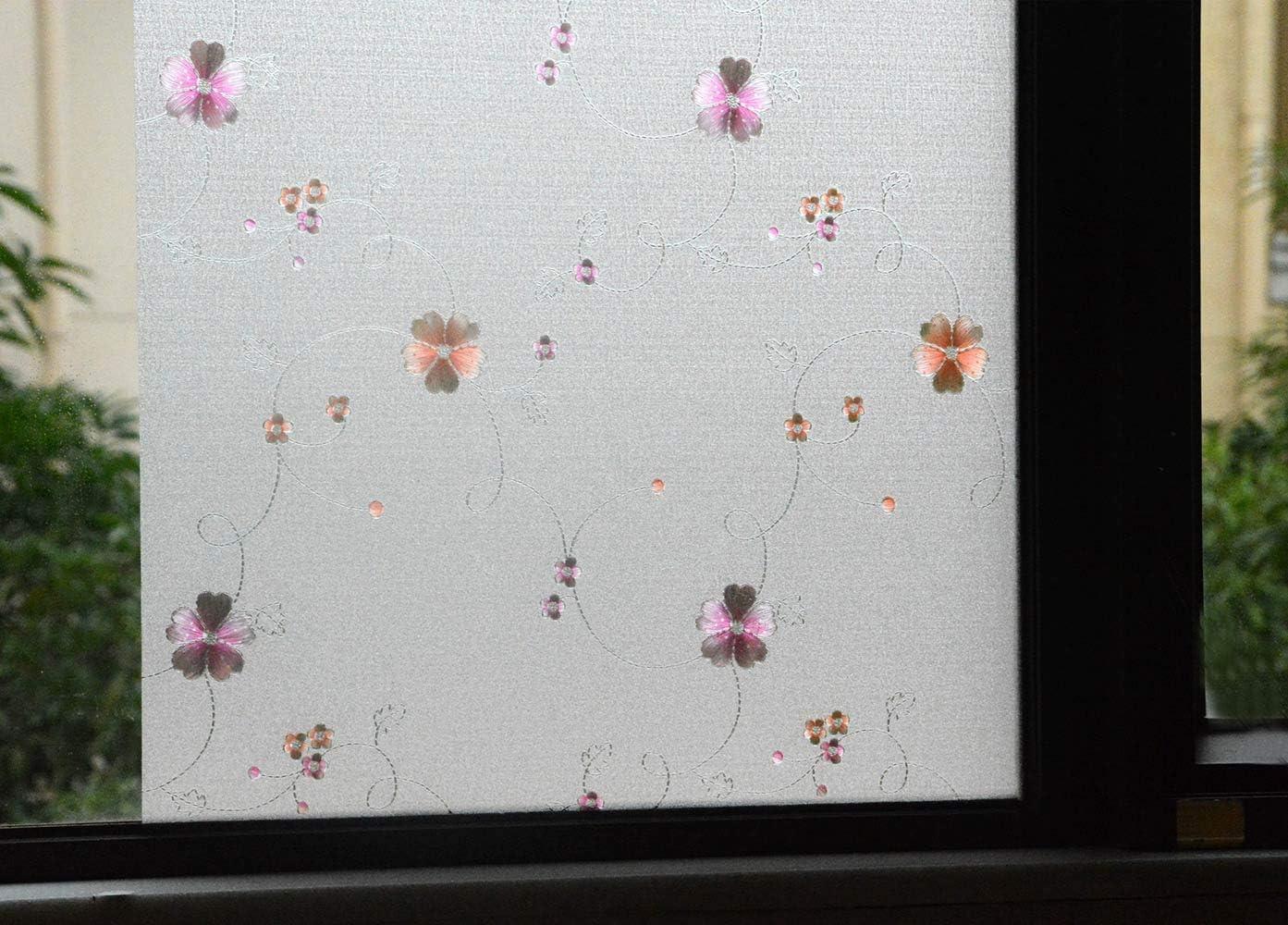 imageVSUDO 1 Roll 354quot by 787quot Static Cling Window Film for Privacy Plum Blossom Pattern Window Tint for Home Window Glass Sticker for Office 1937 Sq Ft Total354 By 787