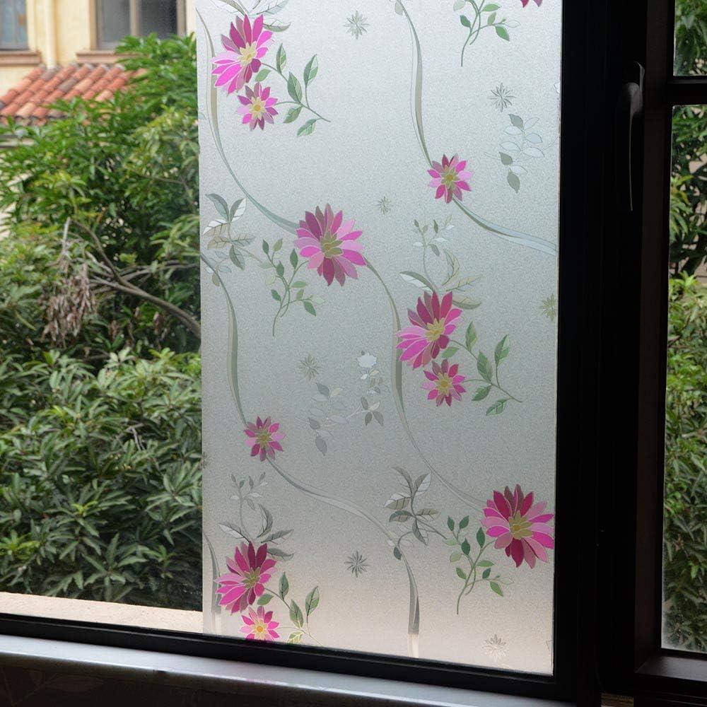 imageVSUDO 2 Rolls 177quot by 787quot Window Film for Privacy Purple Chrysanthemum Pattern Window Tint for Home Window Glass Sticker for Office 1937 Sq Ft Total2 Rolls  177 By 787