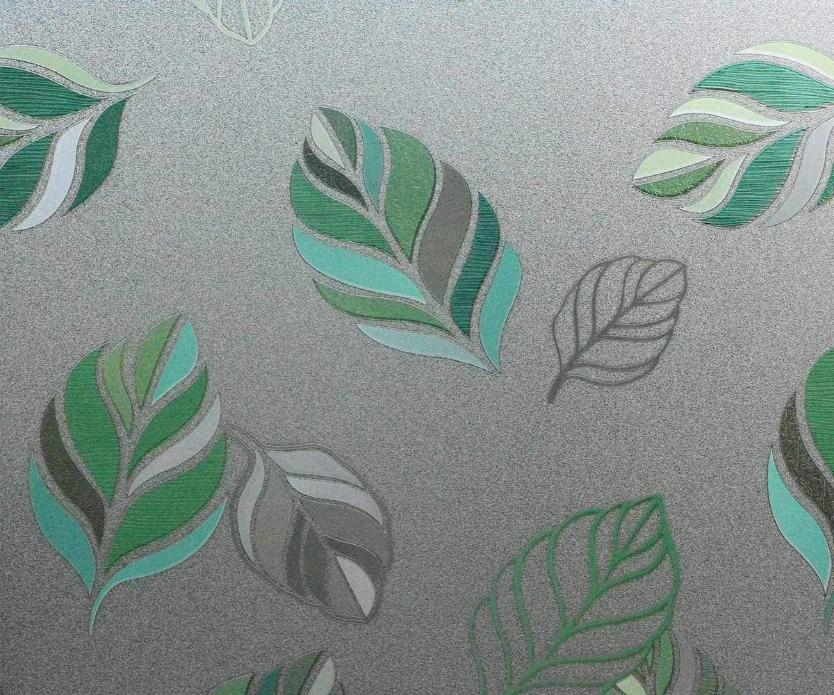imageVSUDO Frosted Window Film Leaf Pattern NonAdhesive Static Cling Decorative Privacy Glass Cover for Home and Office 118 x 787 InchesLeaf
