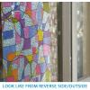 imageVSUDO 177quot x 787quot No Glue Color Privacy Film Removable Colorful Geometric Texture Pattern Frosted Window Film Opaque Glass Covering Static Cling Window Sticker for Home1 Roll  177 By 787