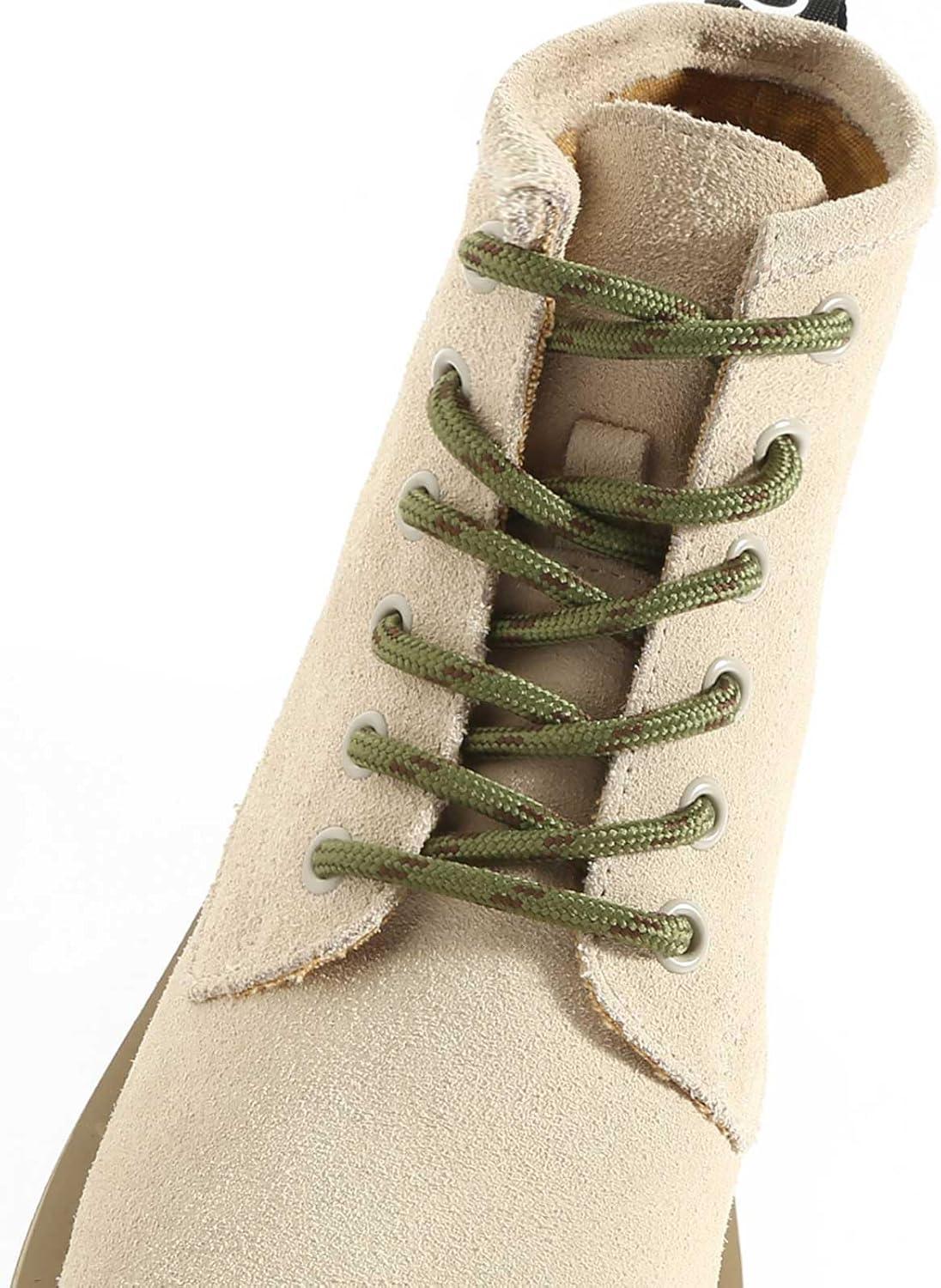imageVSUDO Round Shoe Laces for Hiking Boots 532 Inch Shoestrings for Outdoor Work Shoes Thick Climbing Shoelaces for Boots08 Army Green With Brown Dot