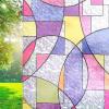 imageVSUDO 177quot x 787quot No Glue Color Privacy Film Removable Colorful Geometric Texture Pattern Frosted Window Film Opaque Glass Covering Static Cling Window Sticker for Home1 Roll  354 By 787