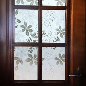imageVSUDO 177quot by 1575quot White Frosted Privacy Window Film Removable White Background ampamp Leaf Pattern Matte Window Film Opaque Window Glass Covering Static Cling Window Sticker for Home 1938 Sq Ft177 By 1575