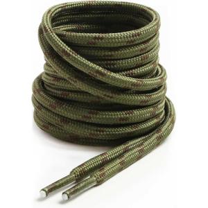 imageVSUDO Round Shoe Laces for Hiking Boots 532 Inch Shoestrings for Outdoor Work Shoes Thick Climbing Shoelaces for Boots08 Army Green With Brown Dot