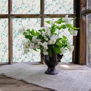 imageVSUDO Static Cling Decorative Window Privacy Film  Frosted Privacy Window Film with Jasmine Floral ampamp Stained Glass Design AdhesiveFree Tint for Home Bathroom ampamp Office 118quot x 787quot177 By 1575
