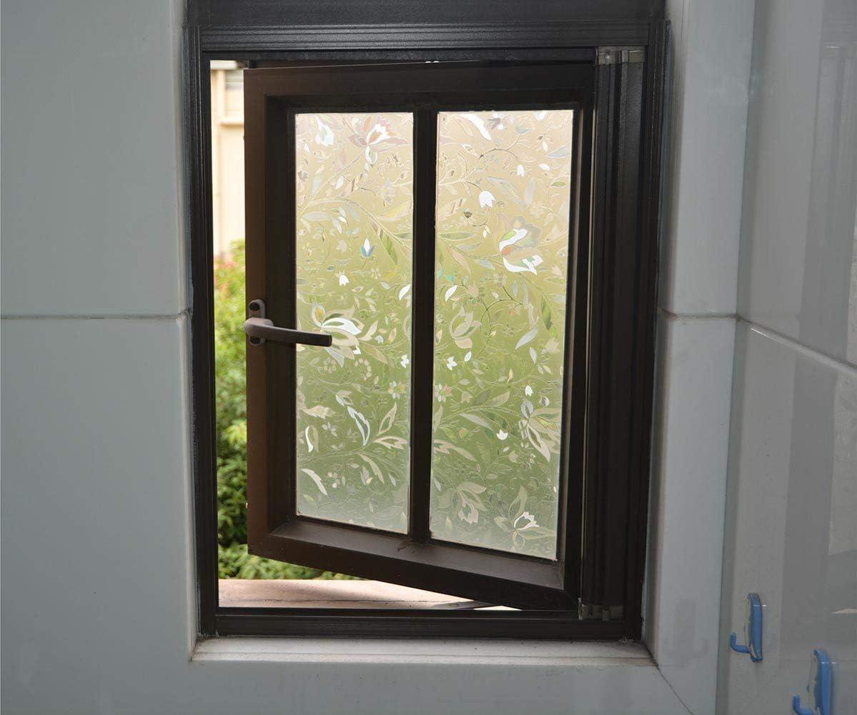 imageVSUDO 1 Roll 177quot by 787quot Static Cling Window Film for Privacy Tulip Flower Pattern Window Tint for Home Window Glass Sticker for Office 968 Sq Ft Total177 By 787