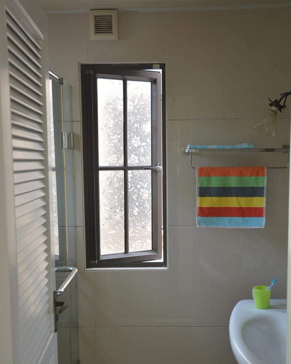 imageVSUDO 1 Roll 177quot by 787quot Static Cling Window Film for Privacy Tulip Flower Pattern Window Tint for Home Window Glass Sticker for Office 968 Sq Ft Total177 By 787